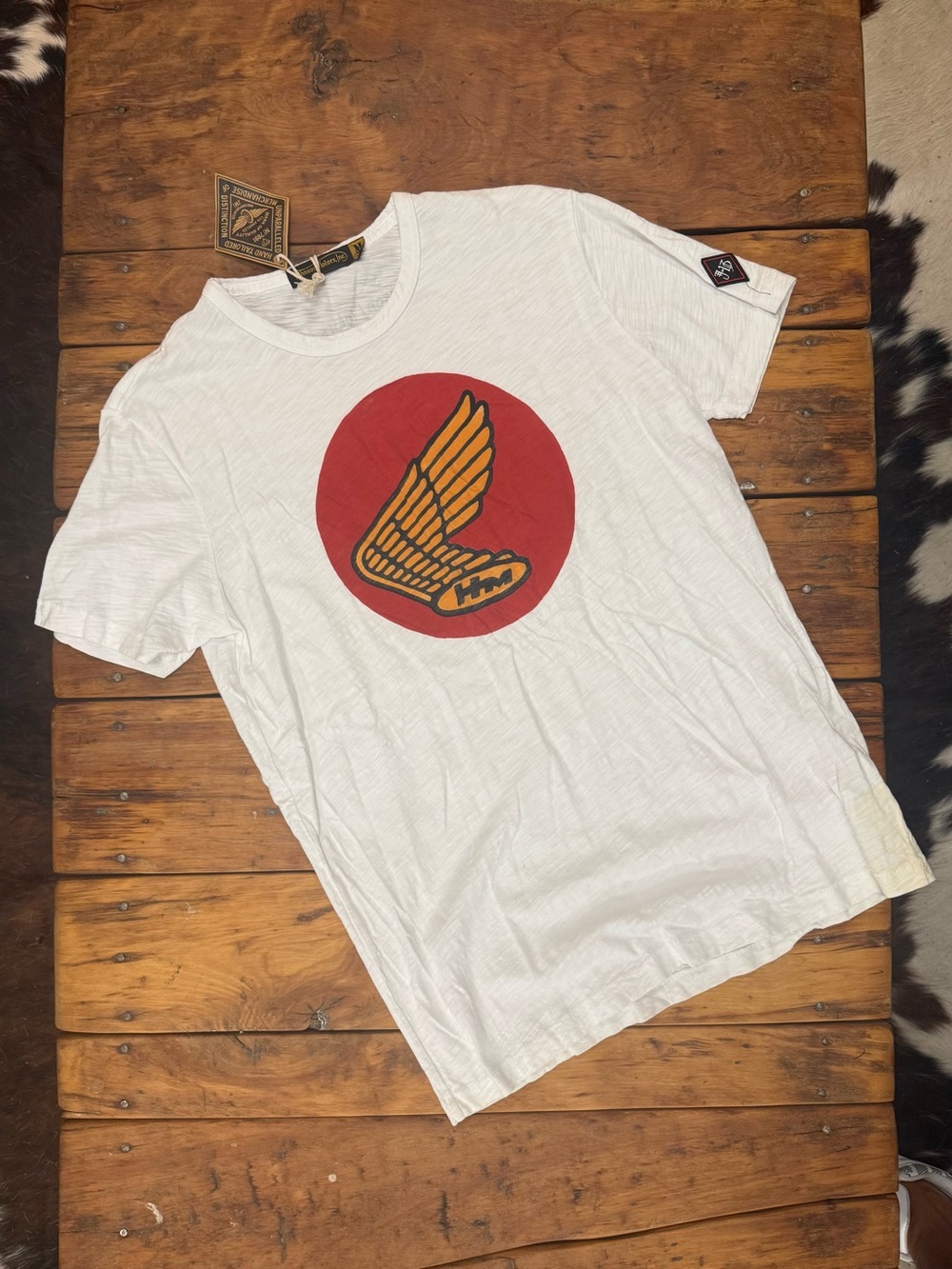 Johnson Motors “Honda HM Goldwing” vintage slub moto tee. Very rare, NWT